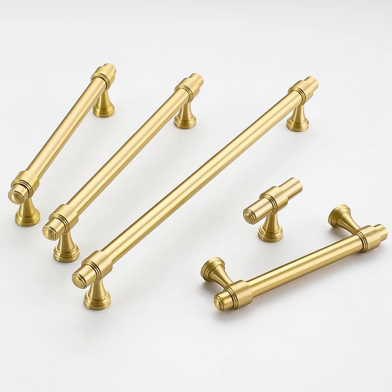 Minimalism Cabinet Bar Pulls, Solid Brass, Brushed Gold, Modern Mid Century Kitchen Hardware