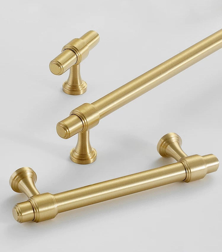 Minimalism Cabinet Bar Pulls, Solid Brass, Brushed Gold, Modern Mid Century Kitchen Hardware