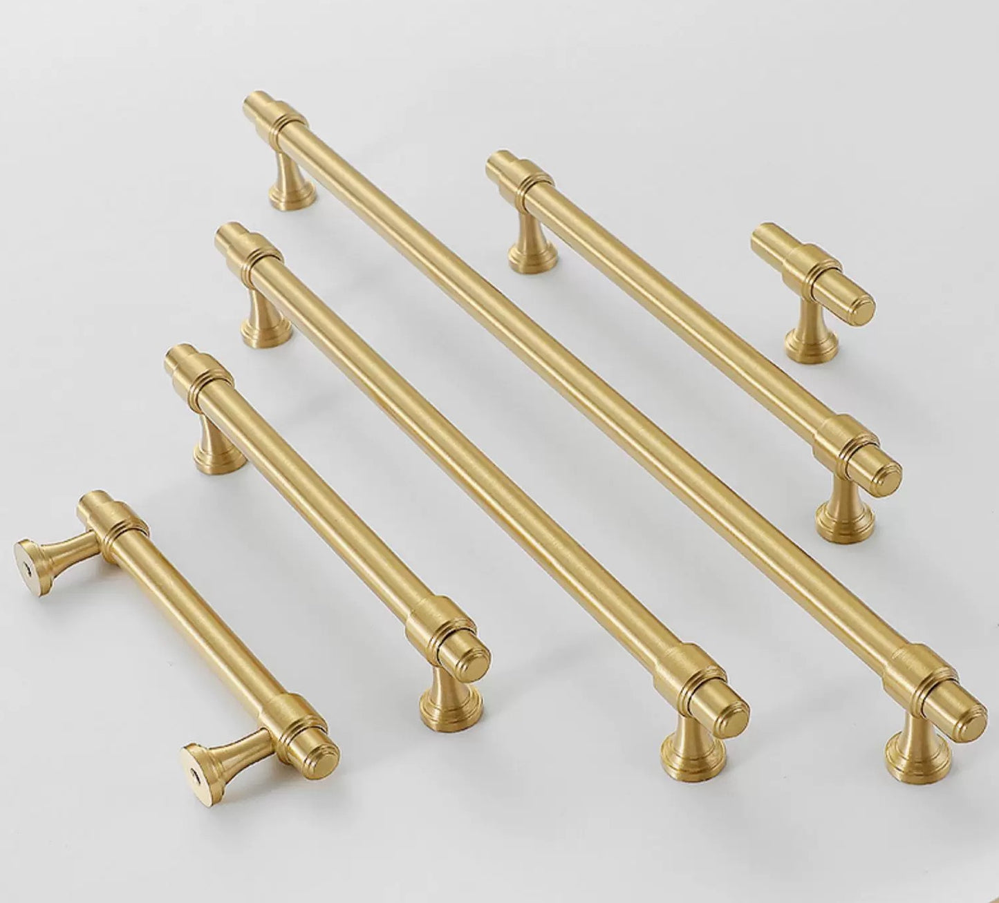 Minimalism Cabinet Bar Pulls, Solid Brass, Brushed Gold, Modern Mid Century Kitchen Hardware
