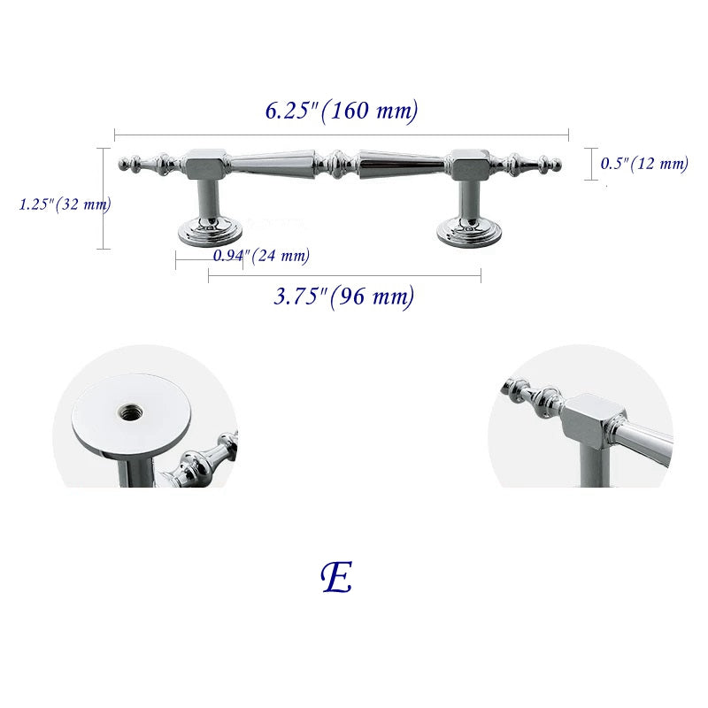 Polished Chrome Brass Cabinet Bar Handles, Ball Knobs, Contemporary Kitchen Hardware