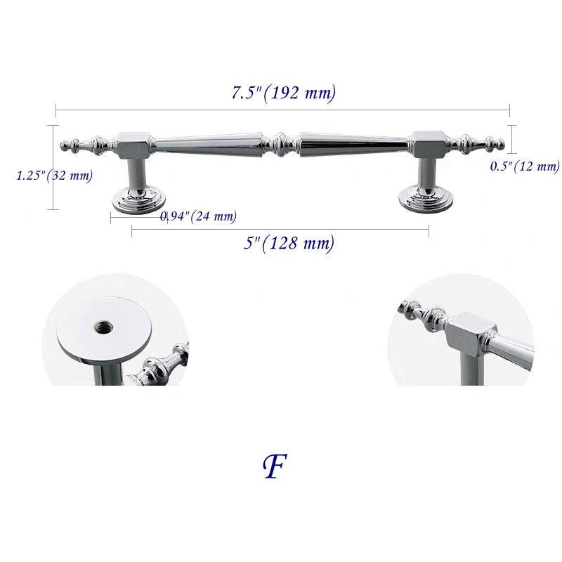 Polished Chrome Brass Cabinet Bar Handles, Ball Knobs, Contemporary Kitchen Hardware