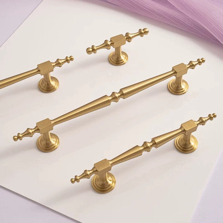 Brass Cabinet Bar Handles, Ball Knobs, Kitchen Hardware