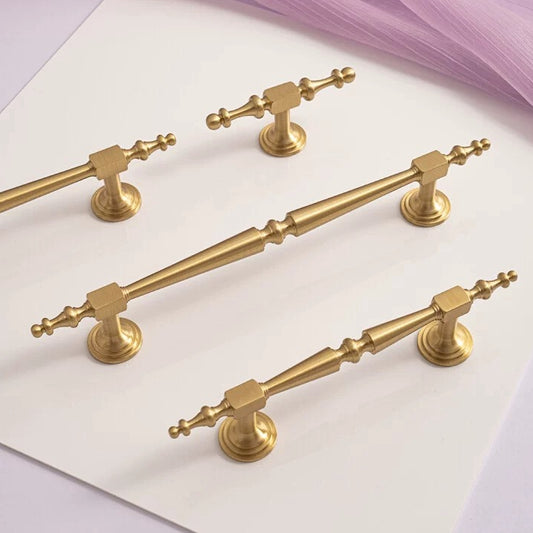 Brushed Brass Cabinet Pull Handles, Drawer Knobs, Kitchen Hardware