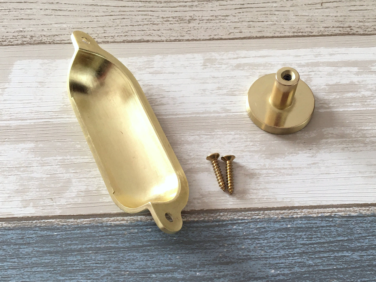 3.5" Brushed Gold Cup Drawer Pull and Circle Knob, Modern Kitchen Cabinet Hardware