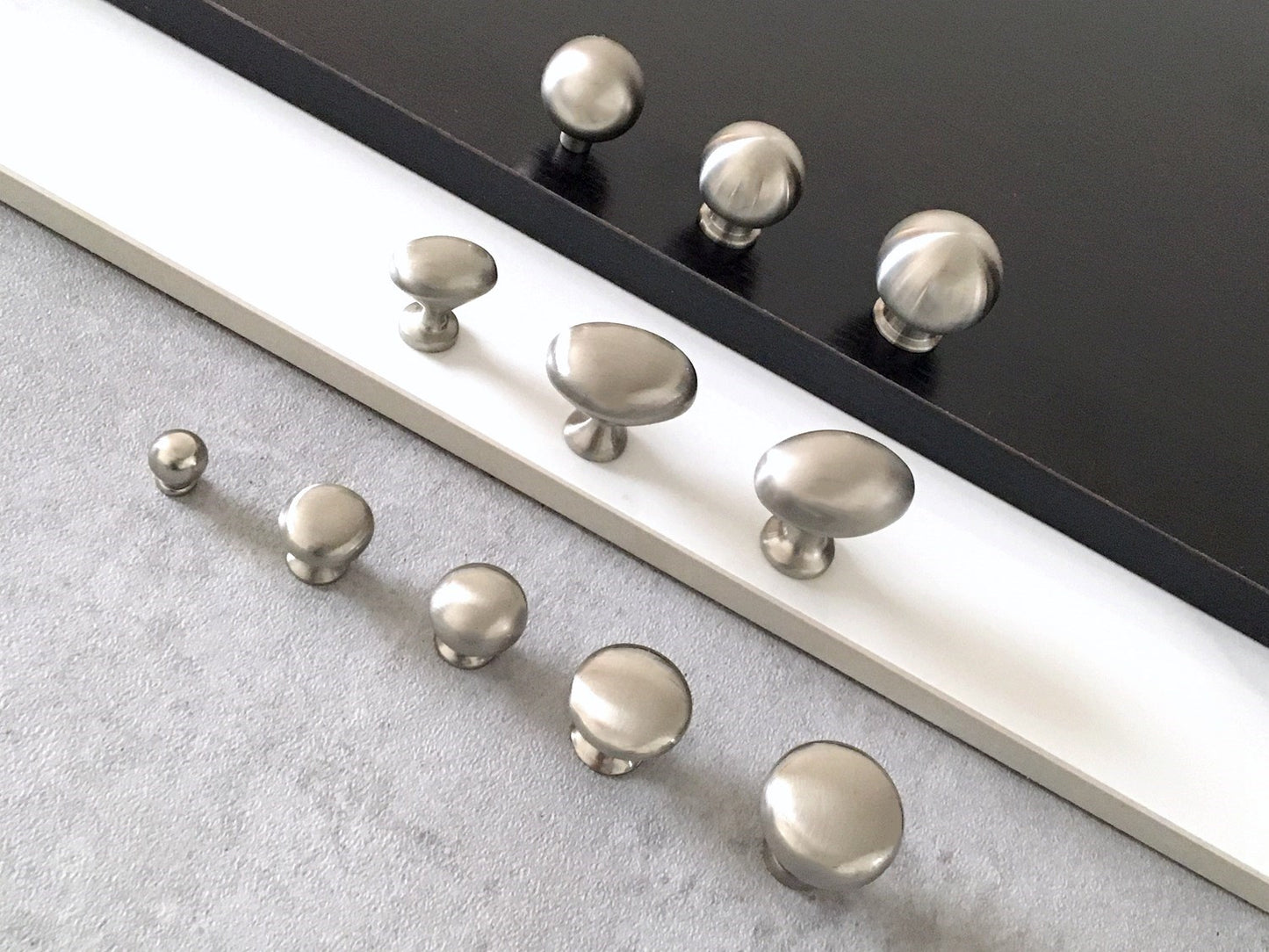 Nickel Round Drawer Knobs, Zinc Alloy & Stainless Steel, Minimal Cabinet Hardware