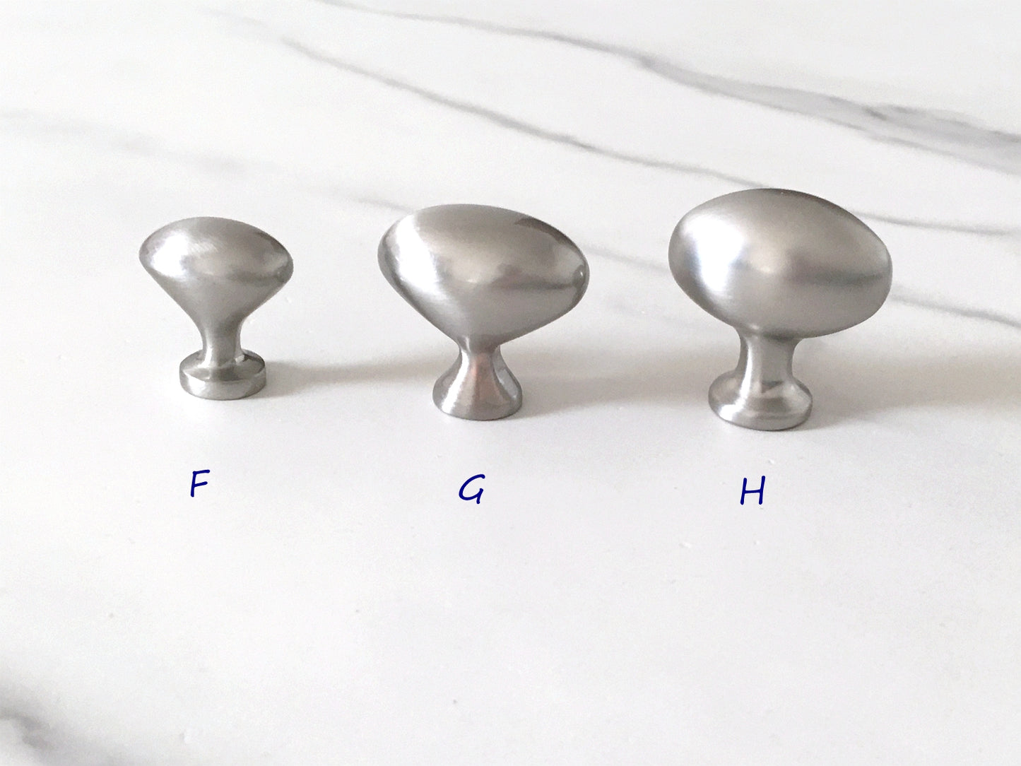 Nickel Cabinet Knobs, Egg Drawer Pulls, Modern Kitchen Hardware