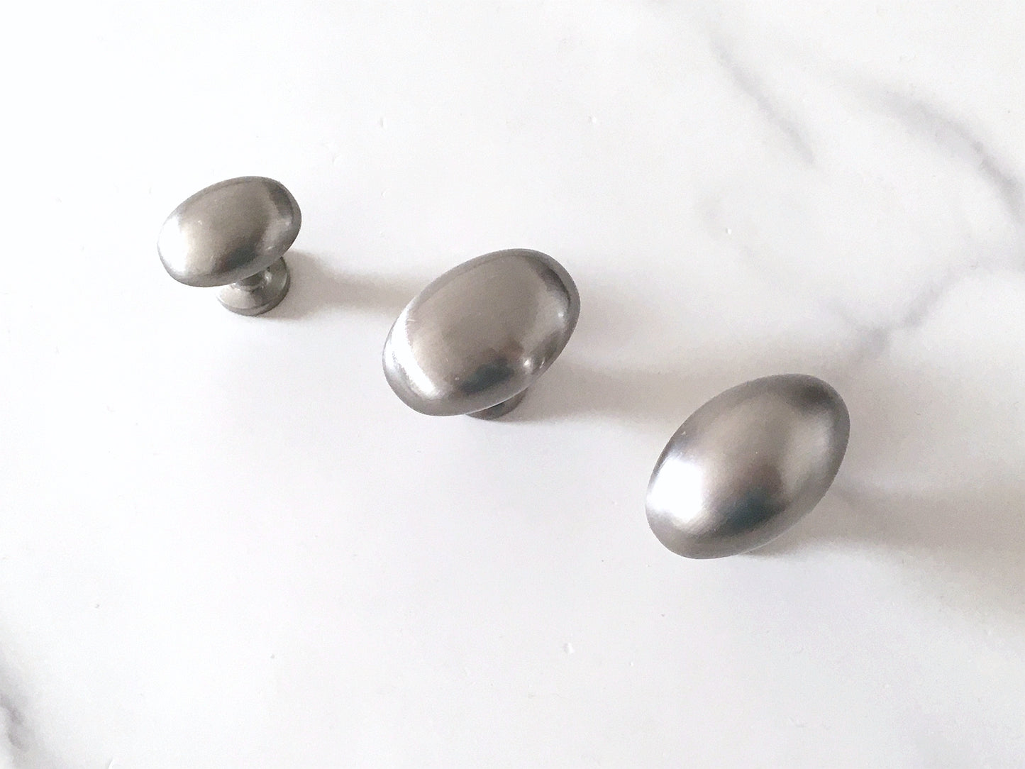 Nickel Cabinet Knobs, Egg Drawer Pulls, Modern Kitchen Hardware
