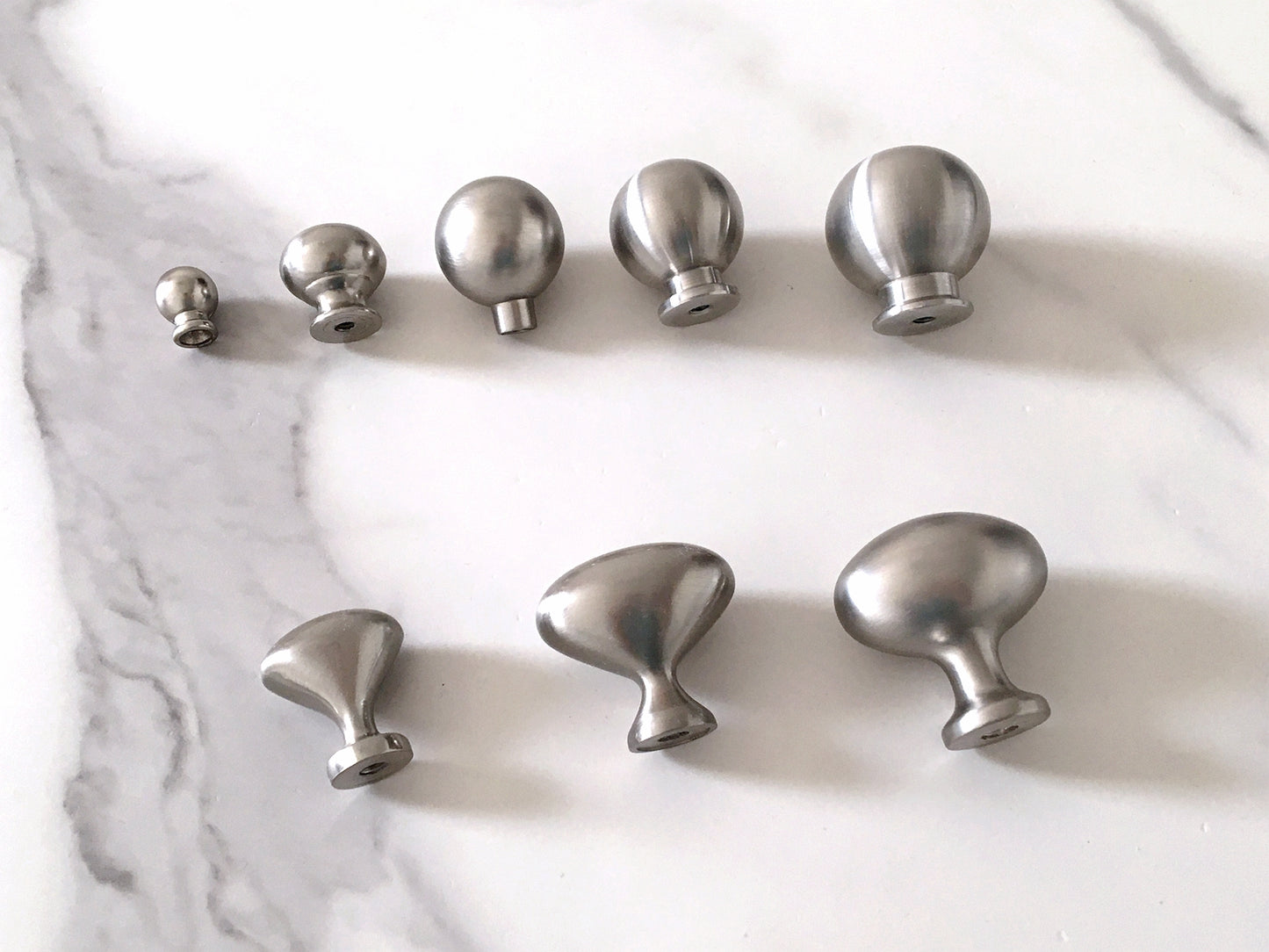Nickel Cabinet Knobs, Egg Drawer Pulls, Modern Kitchen Hardware