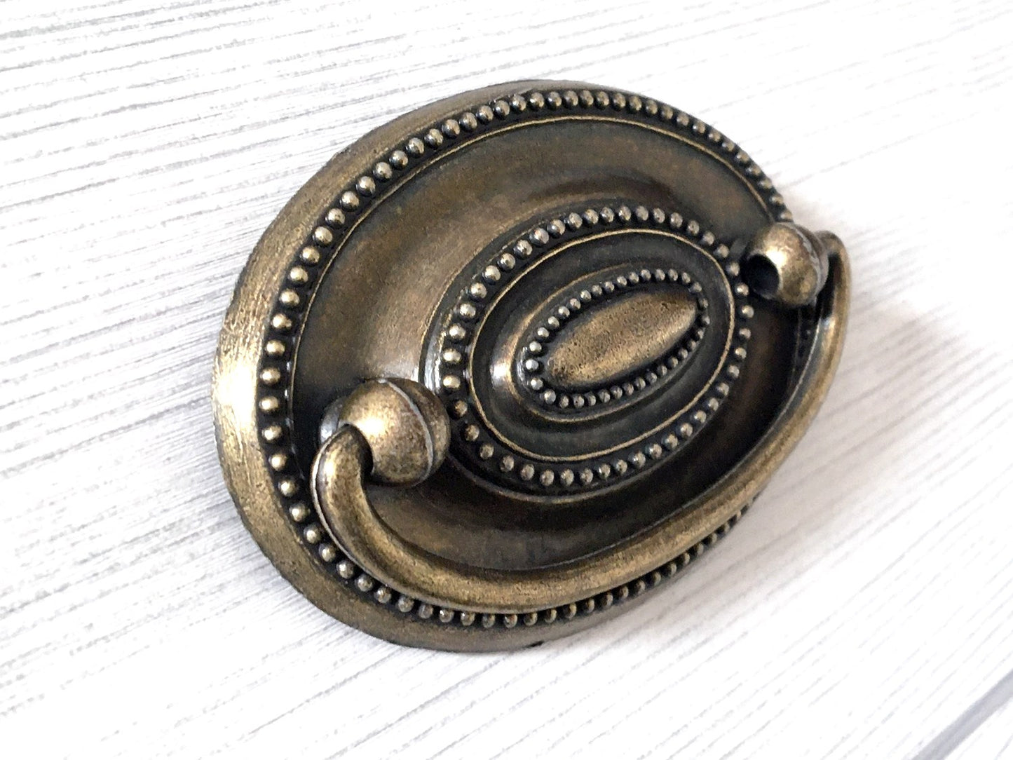 2.25" Drop Bail Drawer Pulls, Vintage Style, Dark Antique Bronze, Oval Backplate