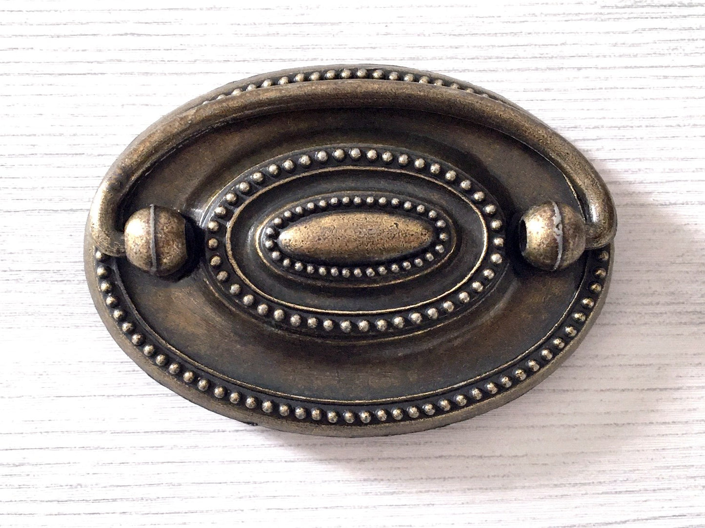 2.25" Drop Bail Drawer Pulls, Vintage Style, Dark Antique Bronze, Oval Backplate