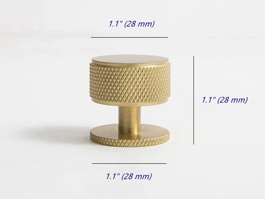 Knurled Brushed Brass Cabinet Knob - Classic Hardware