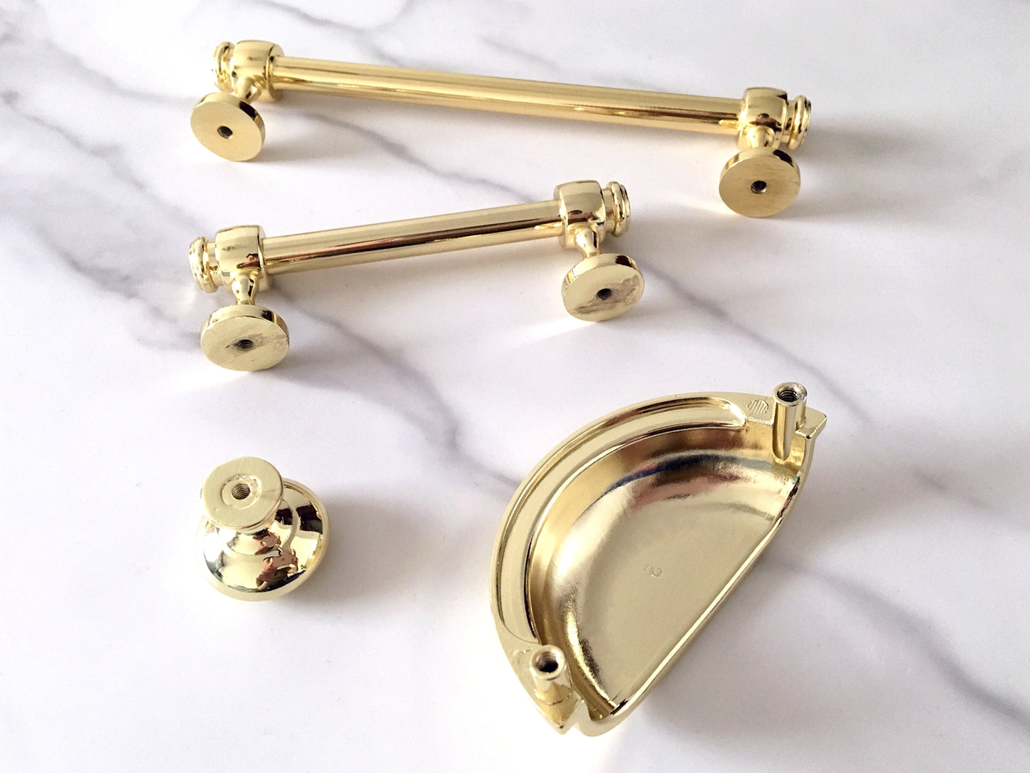 3" 3.5" 6" Polished Gold Cabinet Handle, Cup Drawer Pull, Kitchen Hardware
