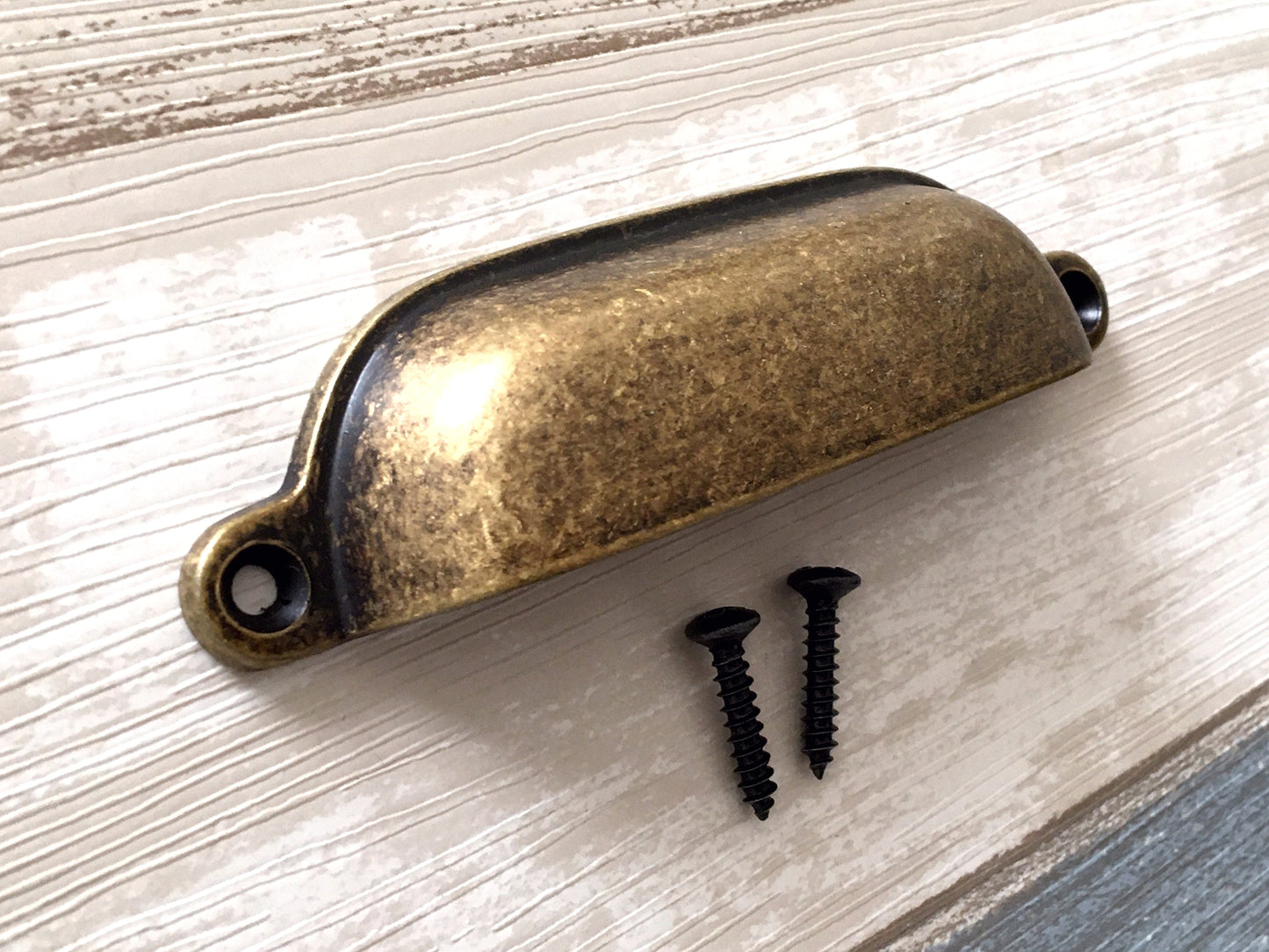 4" 5" Antique Bronze Cabinet Handle, 3.75" Cup Drawer Pull, Rustic Kitchen Hardware