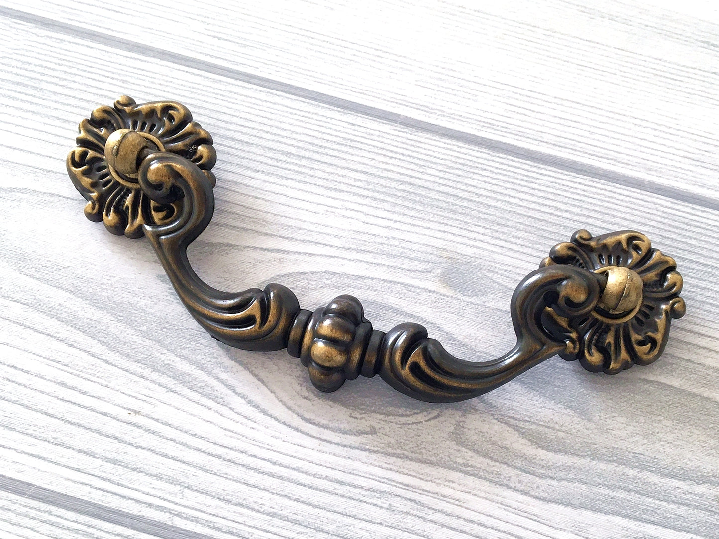 4.5" Drop Bail Drawer Pull Vintage Style Antique Gold Brass