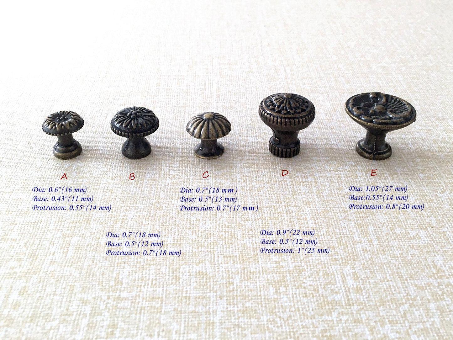Vintage Look Drawer Knob, Cabinet Pulls Hardware, Antique Bronze