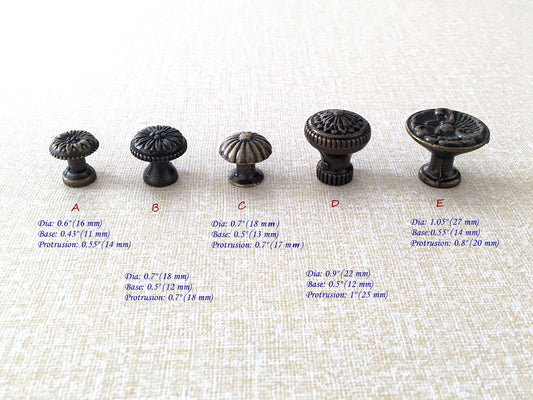 Vintage Look Drawer Knob, Cabinet Pulls Hardware, Antique Bronze