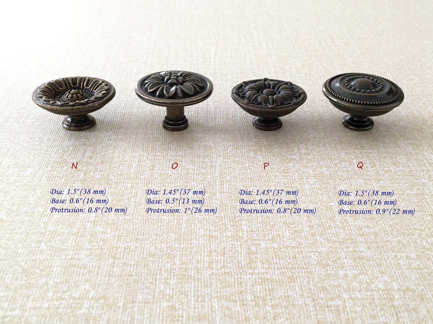 Vintage Look Drawer Knob, Cabinet Pulls Hardware, Antique Bronze