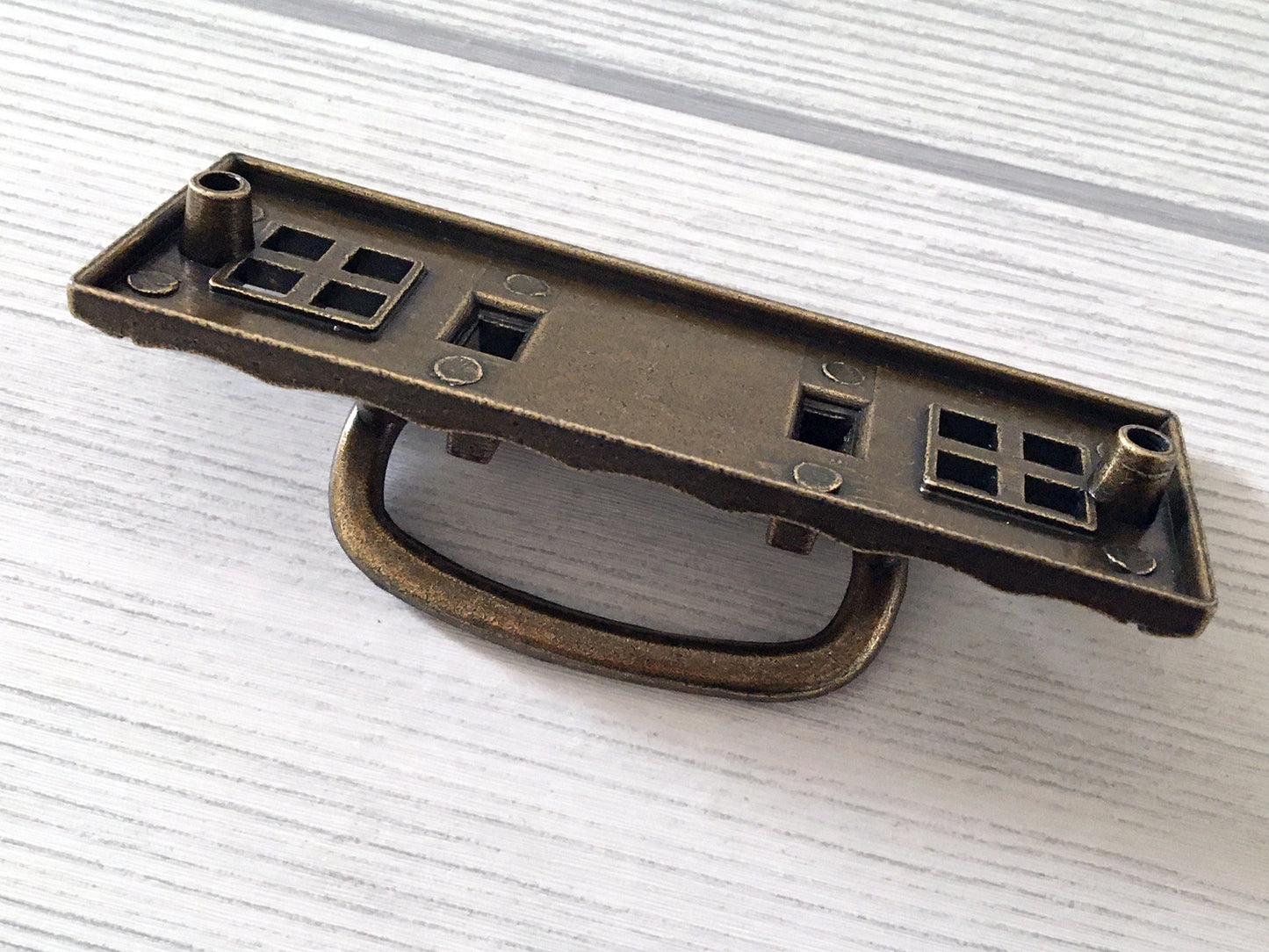 3.25" Antique Bronze Drop Bail Drawer Pull with Backplate, Vintage Style