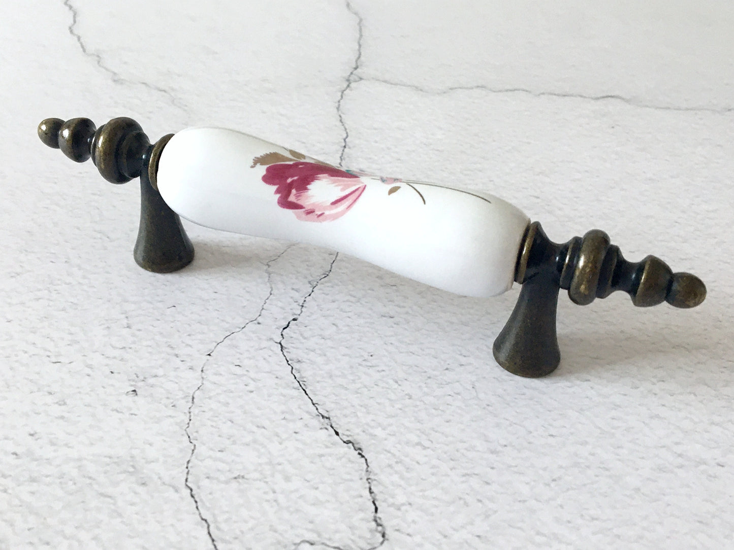3" Centers Porcelain Cabinet Pull, Ceramic Drawer Handles 76 mm Holes