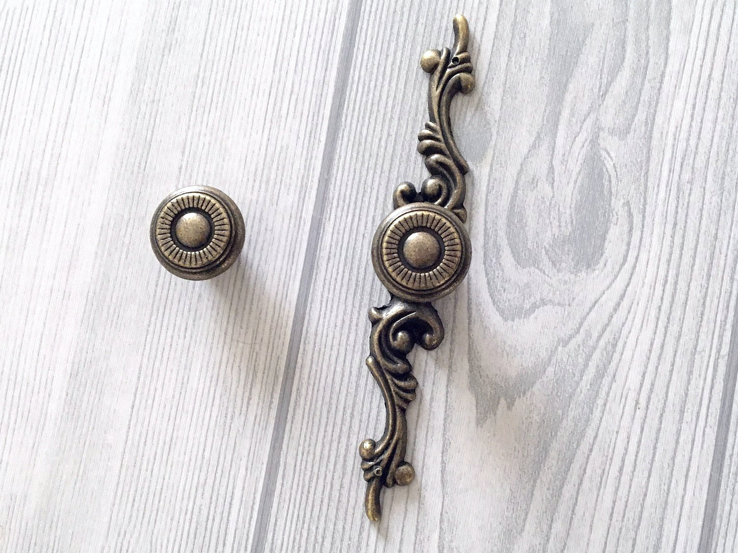 Antique Bronze Drawer Pull, Cabinet Knobs with Backplate