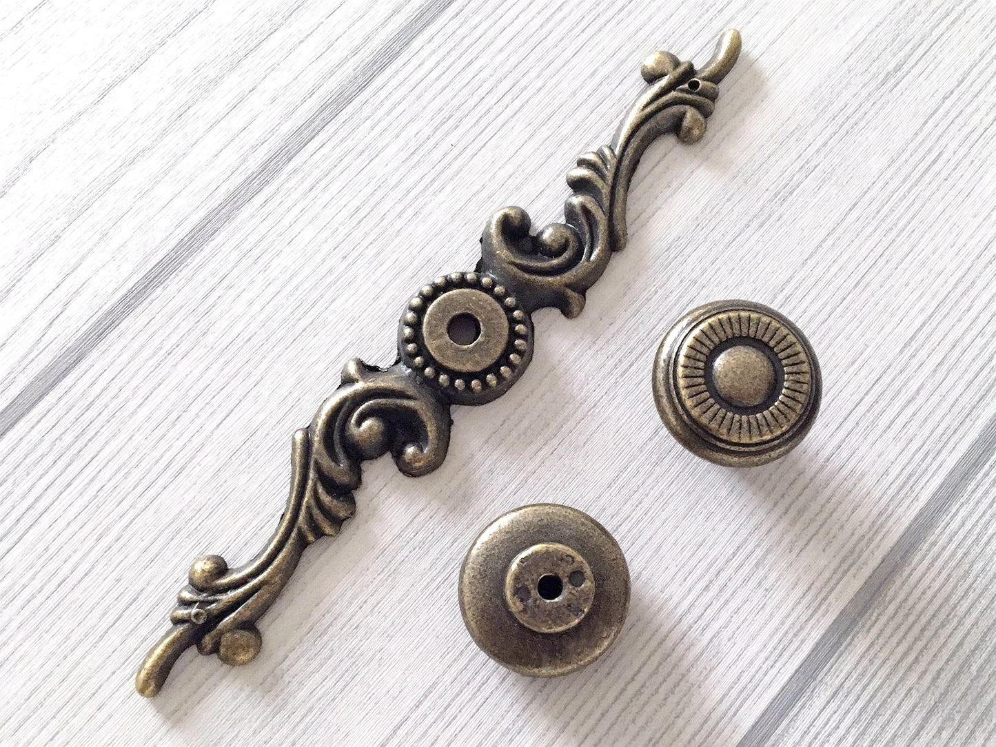 Antique Bronze Drawer Pull, Cabinet Knobs with Backplate