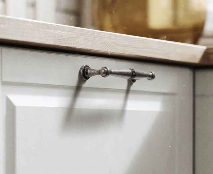 Rustic Antique Pewter Cabinet Handles - 96 128 160 mm