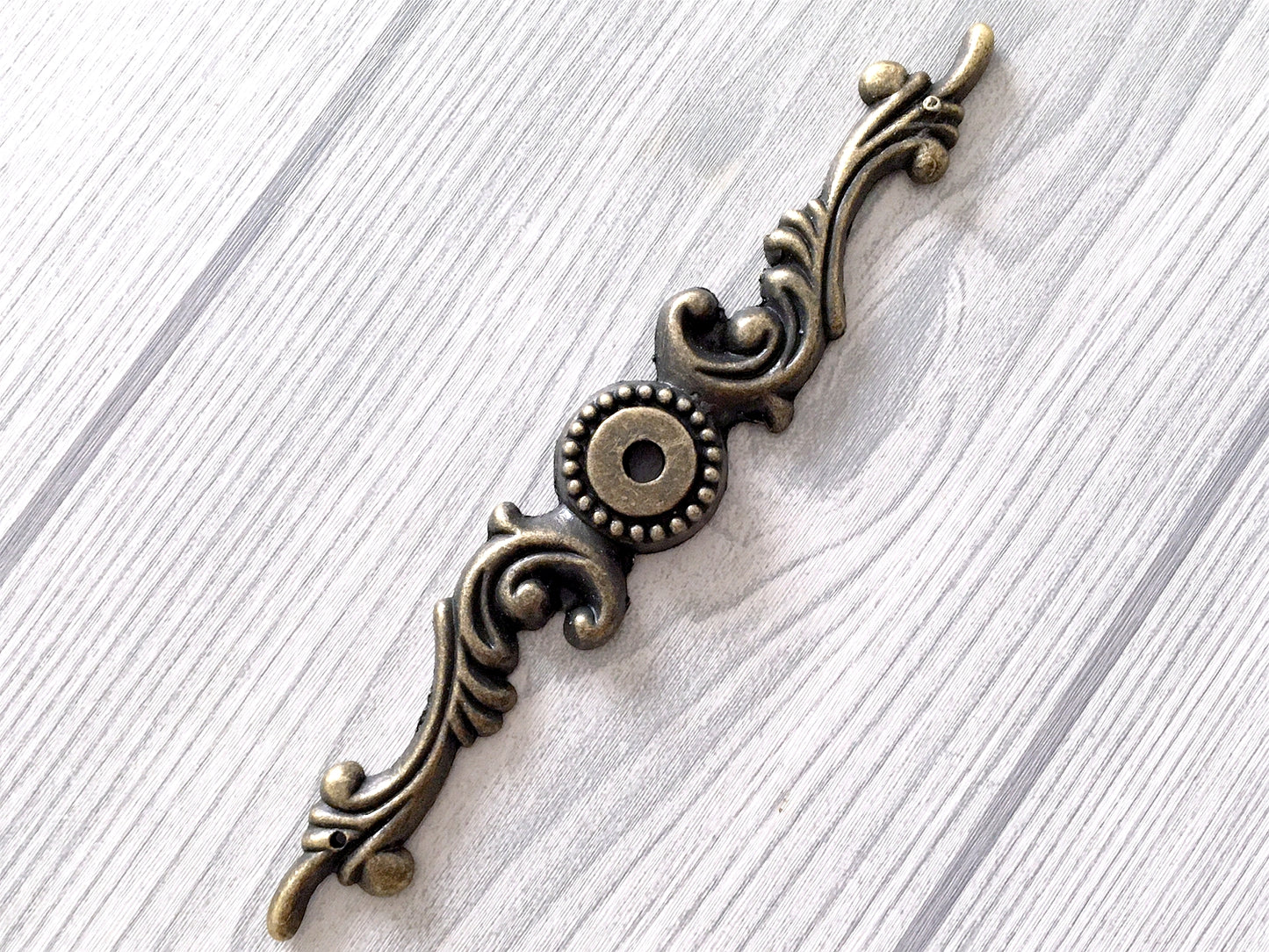 Antique Bronze Drawer Knob with Backplate, Period Cabinet Pull - LynnsHardware