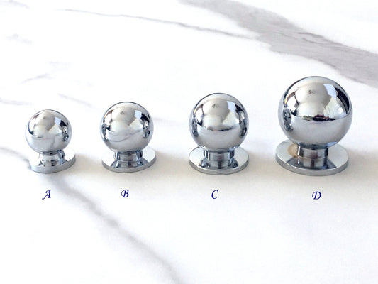 Ball Drawer Knobs, Polished Chrome, 4 sizes, Modern Kitchen Cabinet Hardware
