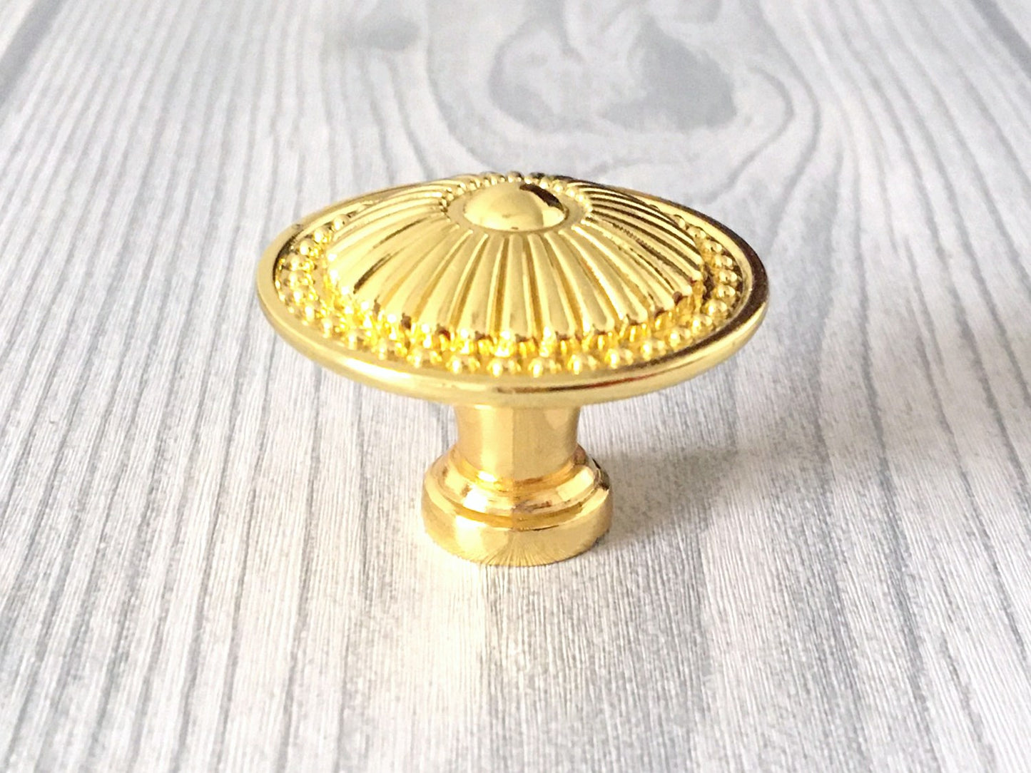 Mid-century Design Round Cabinet Knob, Polished Gold / Antique Bronze, 1.3" Diameter