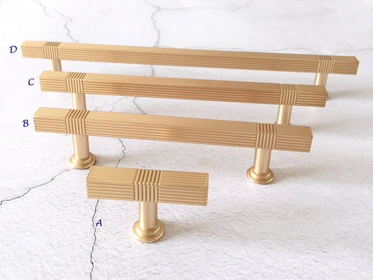 Gold Square Drawer Pulls - 3.75" 5" 7.5"