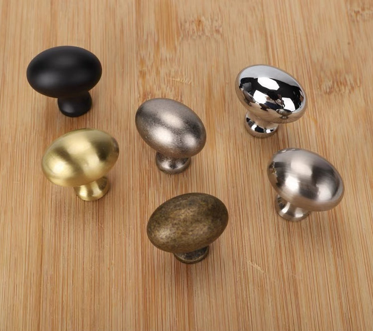Egg Knob Drawer Pull Oval Cabinet Hardware Gold Nickel Black Chrome