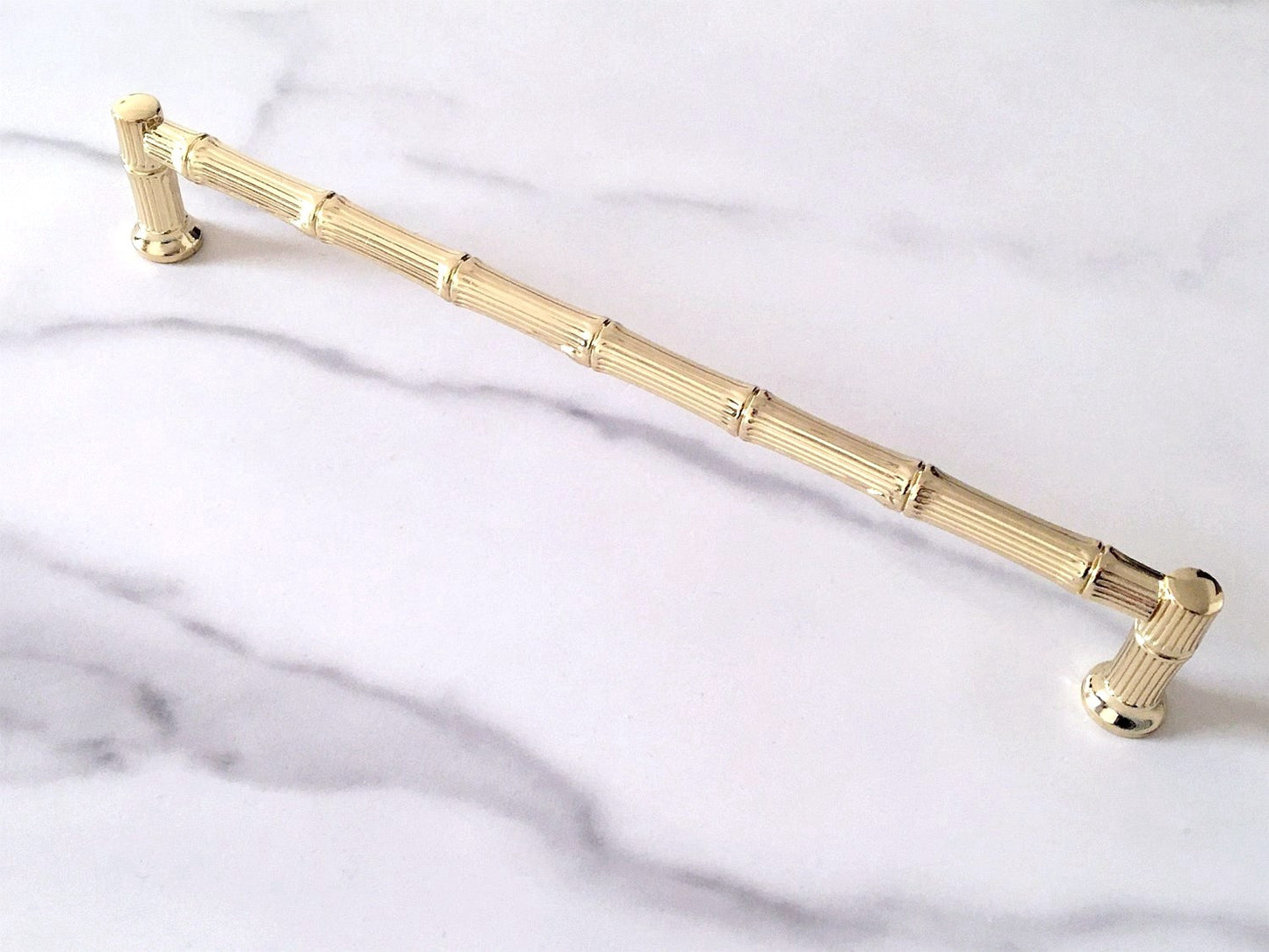 Bamboo Drawer Handles, Polished Gold, Kitchen Cabinet Hardware, 3.75" 5" 7.5" Centers