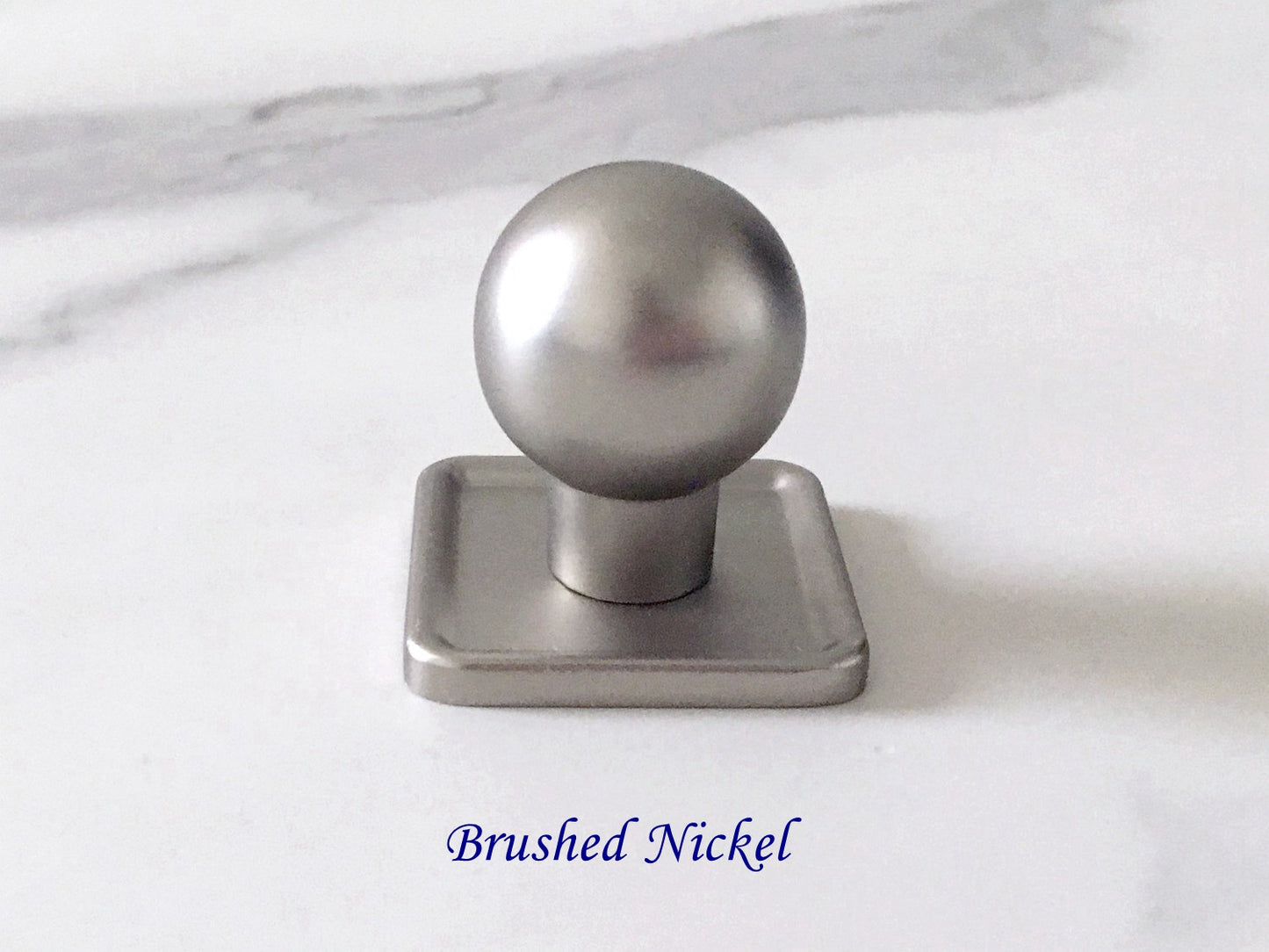 Drawer Ball Knob w. Square Plate, Sphere Cabinet Pull, Nickel Polished Chrome, Modern Kitchen Hardware
