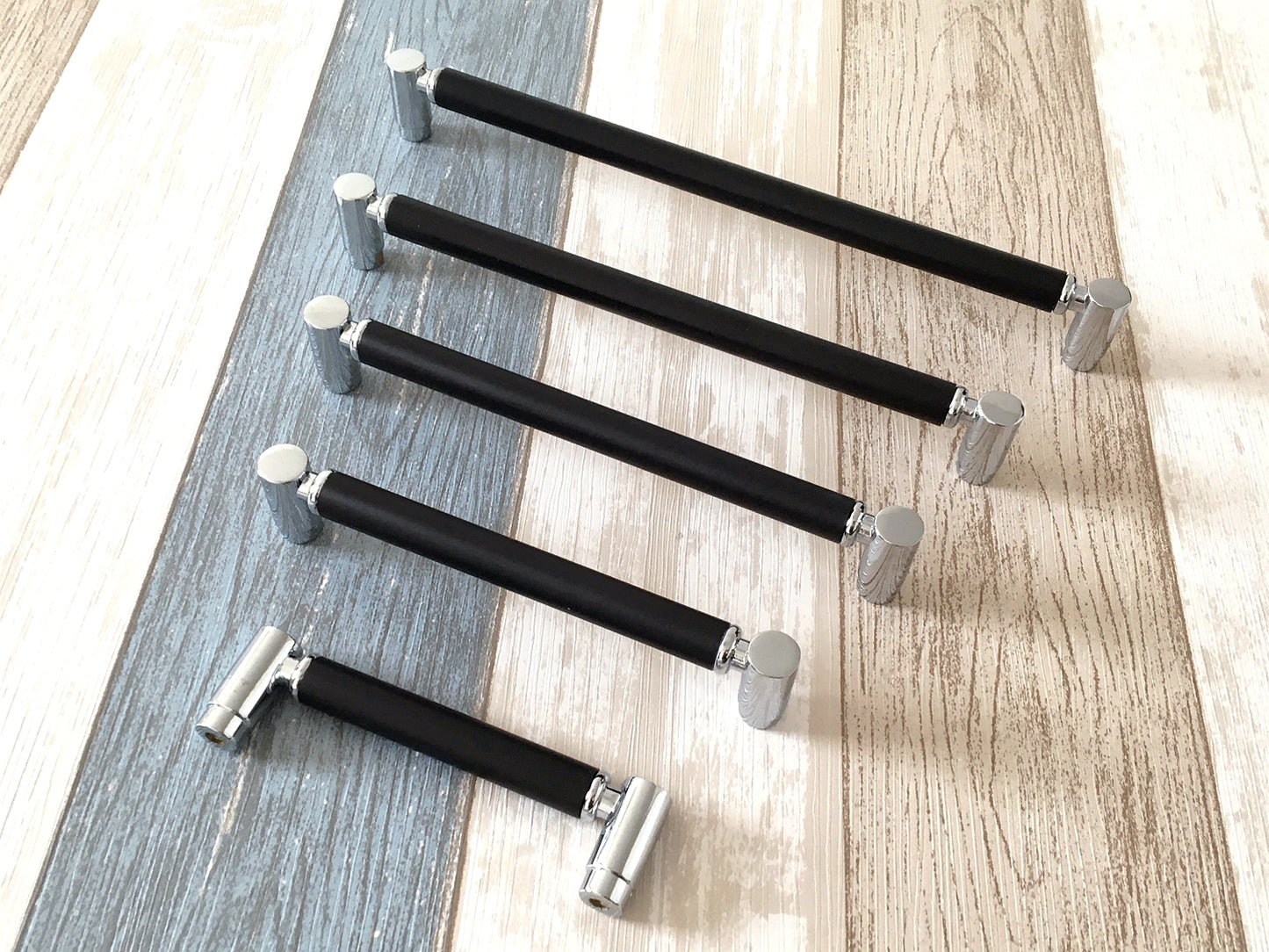 Modern Cupboard Bar Handle, Black Silver Wardrobe Pull, Drawer Knob