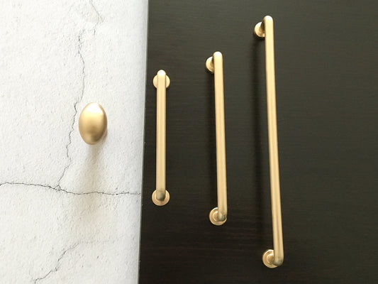 3.75" 5" 7.5" Brushed Gold Wire Cabinet Pulls, Egg Knob, Kitchen Hardware, Slim Simple