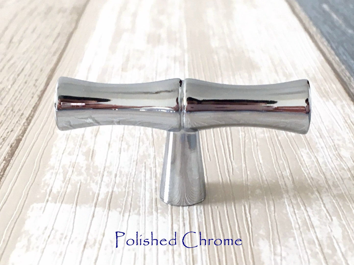 T Shaped Knob Bamboo Drawer Handles, Bronze Gold Pewter Nickel Chrome