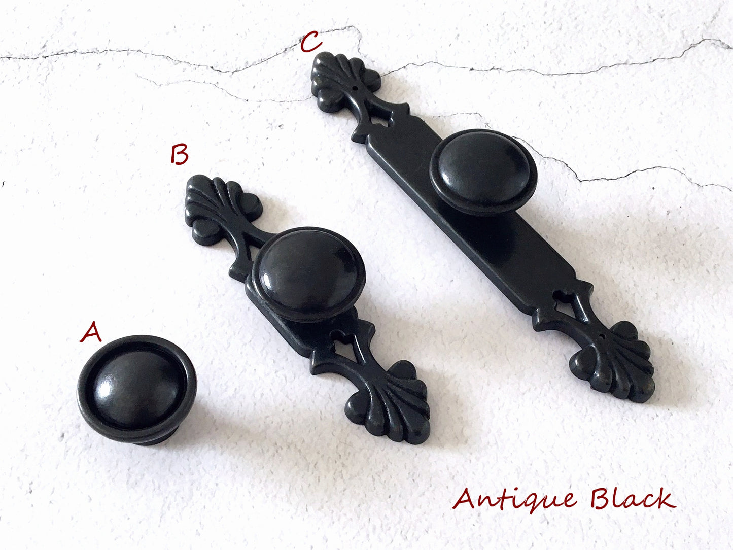 Drawer Knob with Back Plate, Antique Bronze Black, Retro Rustic Kitchen Hardware