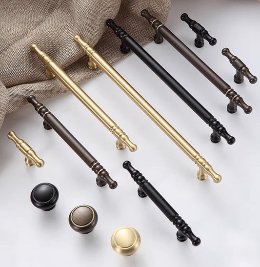 Solid Brass Cabinet Bar Pulls, Brushed Gold Brass, Matte Black, Coffee Bronze