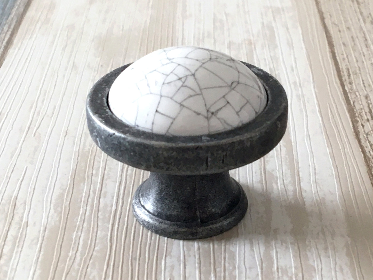 3" 3.75" 5" Drawer Pull Handles, White Crackle, Antique Pewter, 76 96 128 mm Centers