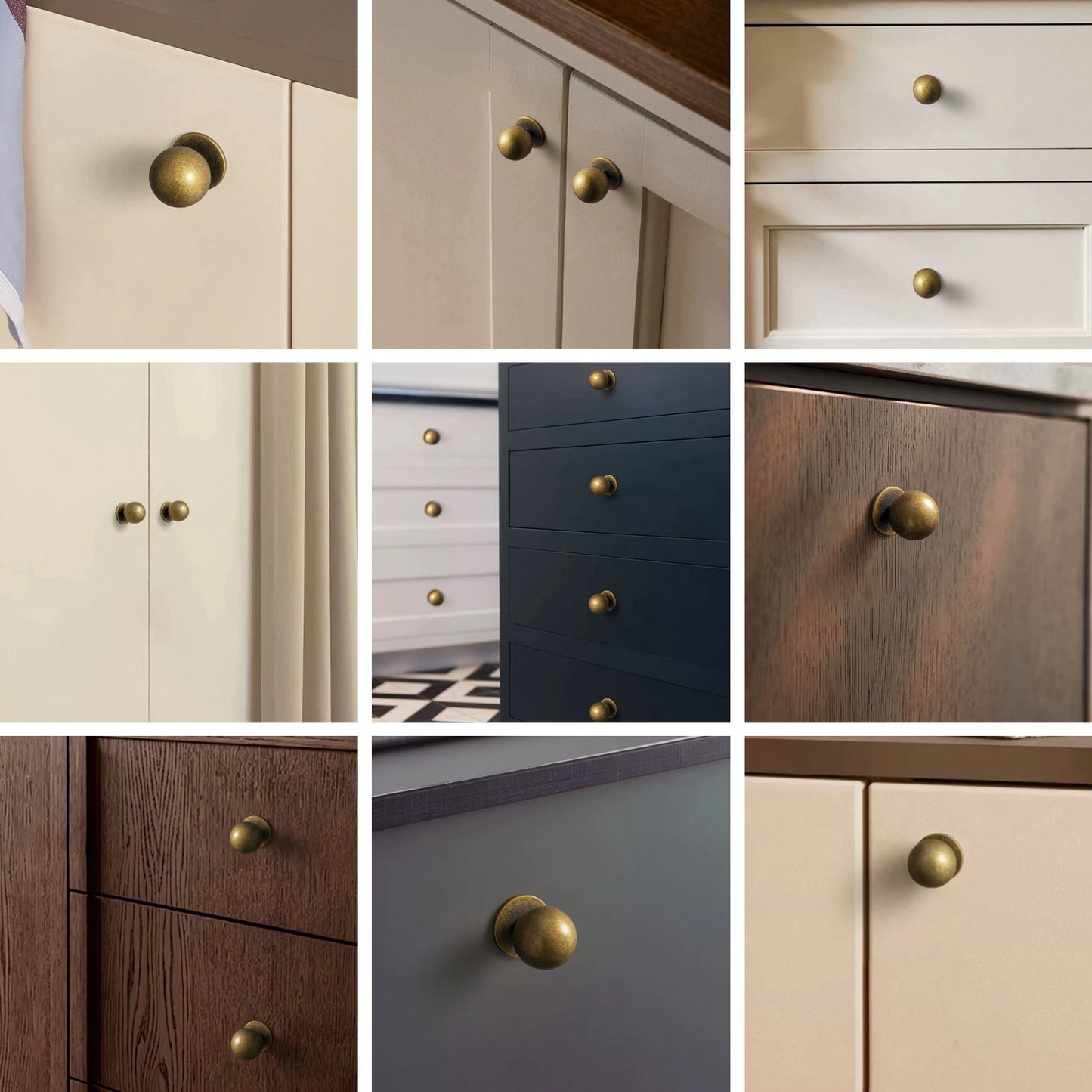1" 1.2" Dia Antique Bronze Cabinet Knobs, Ball Sphere Drawer Pull, Retro Rustic MCM Kitchen Hardware
