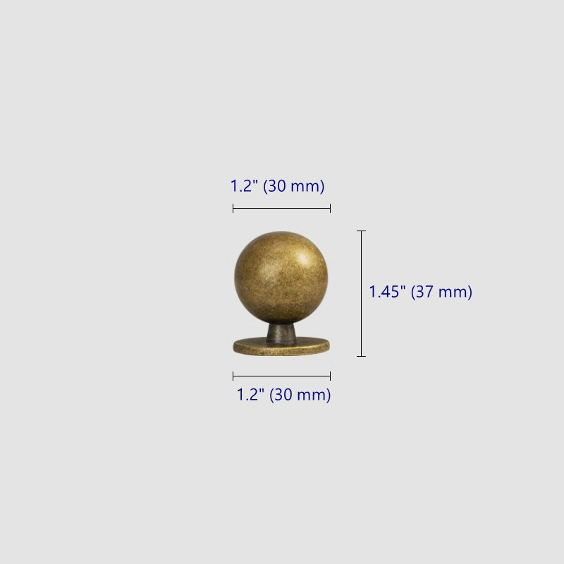 1" 1.2" Dia Antique Bronze Cabinet Knobs, Ball Sphere Drawer Pull, Retro Rustic MCM Kitchen Hardware