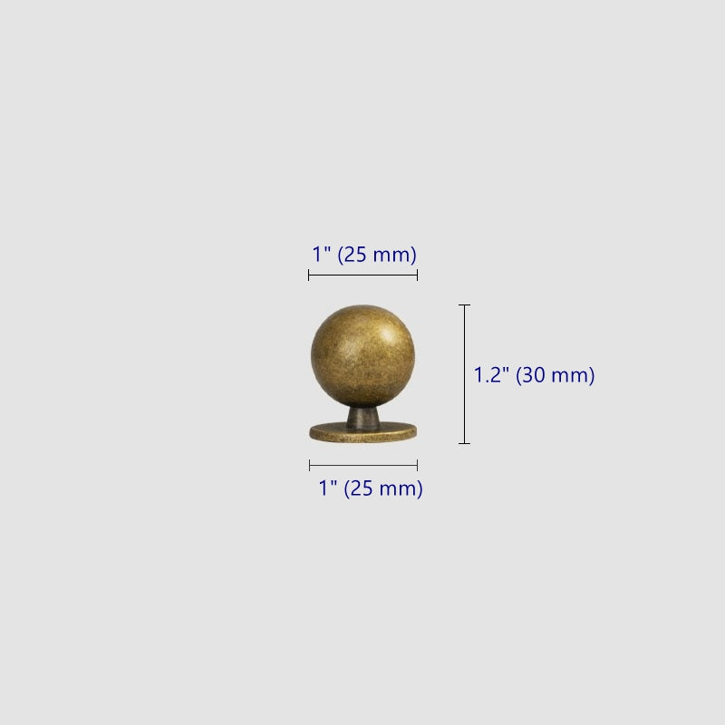1" 1.2" Dia Antique Bronze Cabinet Knobs, Ball Sphere Drawer Pull, Retro Rustic MCM Kitchen Hardware