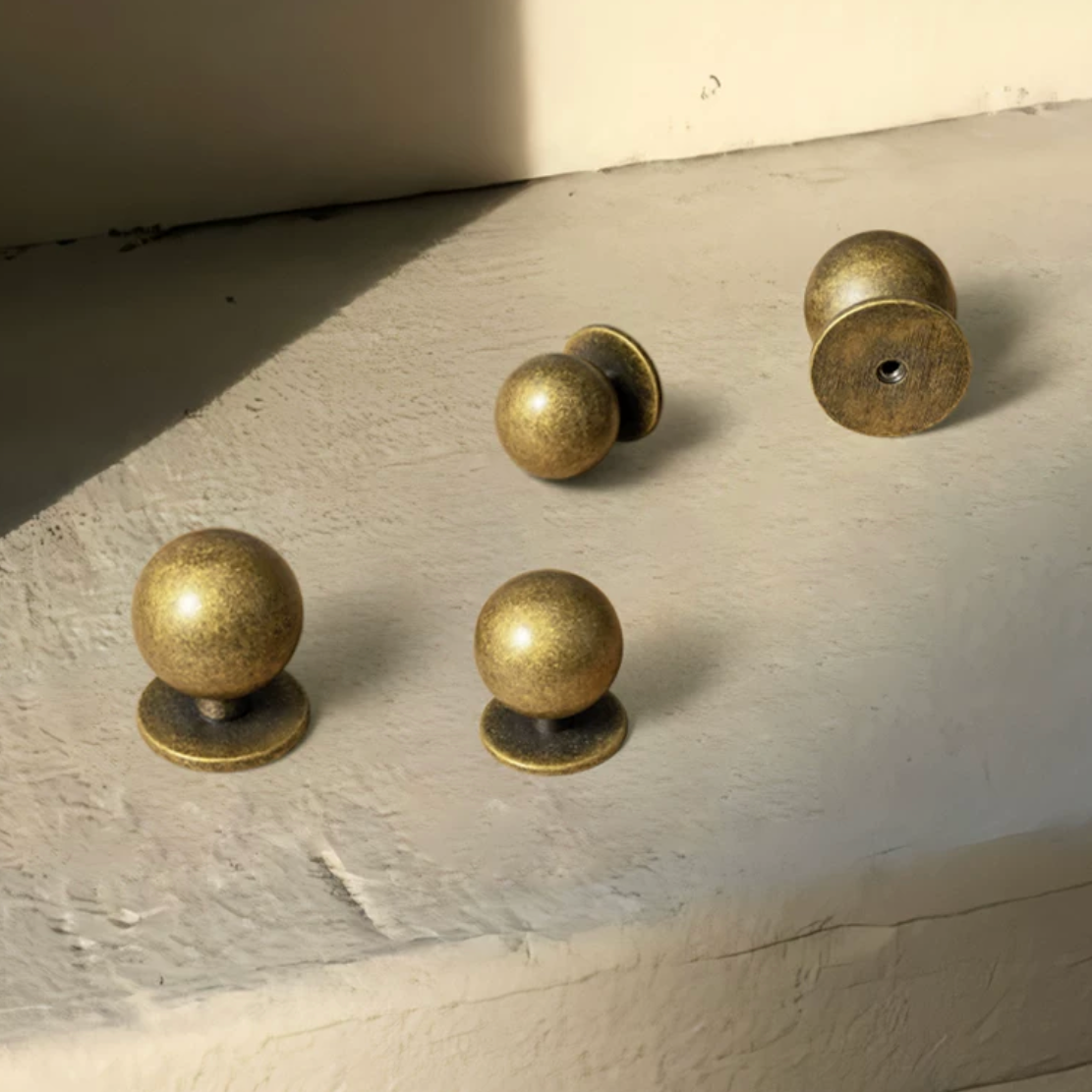1" 1.2" Dia Antique Bronze Cabinet Knobs, Ball Sphere Drawer Pull, Retro Rustic MCM Kitchen Hardware