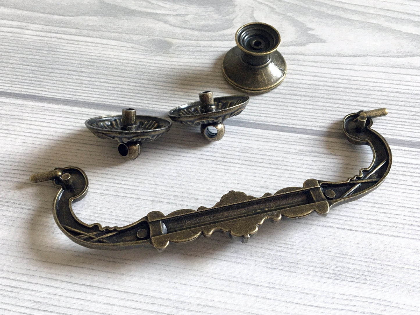 5.25" Antique Bronze Vintage Style Swing Bail Drawer Pull, Round Knob, Rustic Hardware