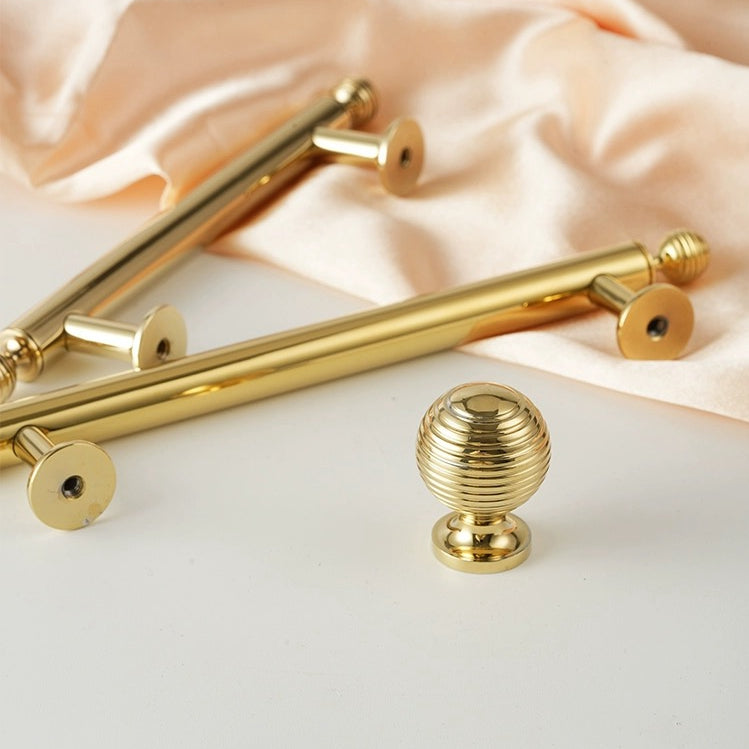 Brass Beehive Drawer Pulls and Knobs, Polished Gold, Kitchen Cabinet Hardware