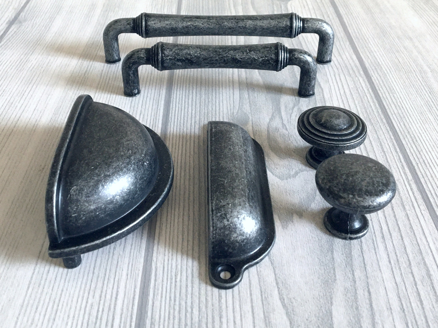 Antique Pewter Cup Drawer Pulls, Cabinet Handles
