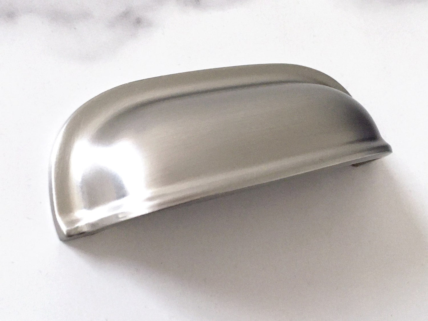 2.5" Cup Drawer Pull, Cabinet Knobs, 64 mm Centers, White Black Gold Nickel Gray