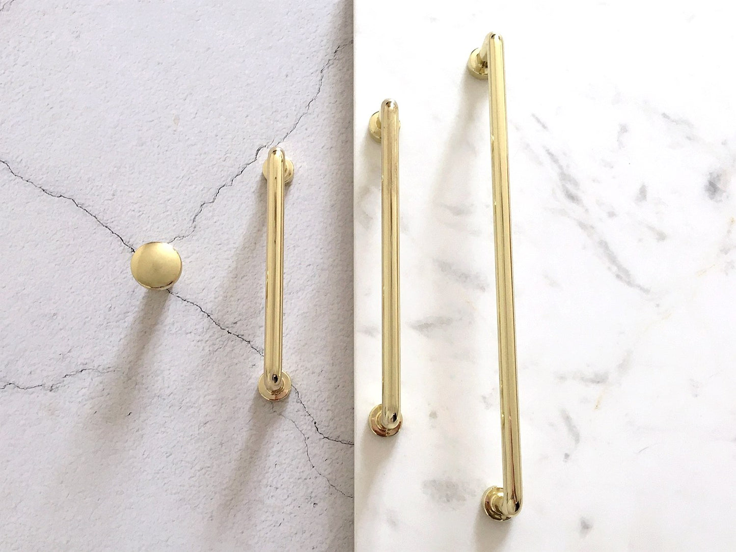 Polished Gold Cabinet Pulls, Kitchen Hardware, 3.75" 5" 7.5" Centers, Slim Simple
