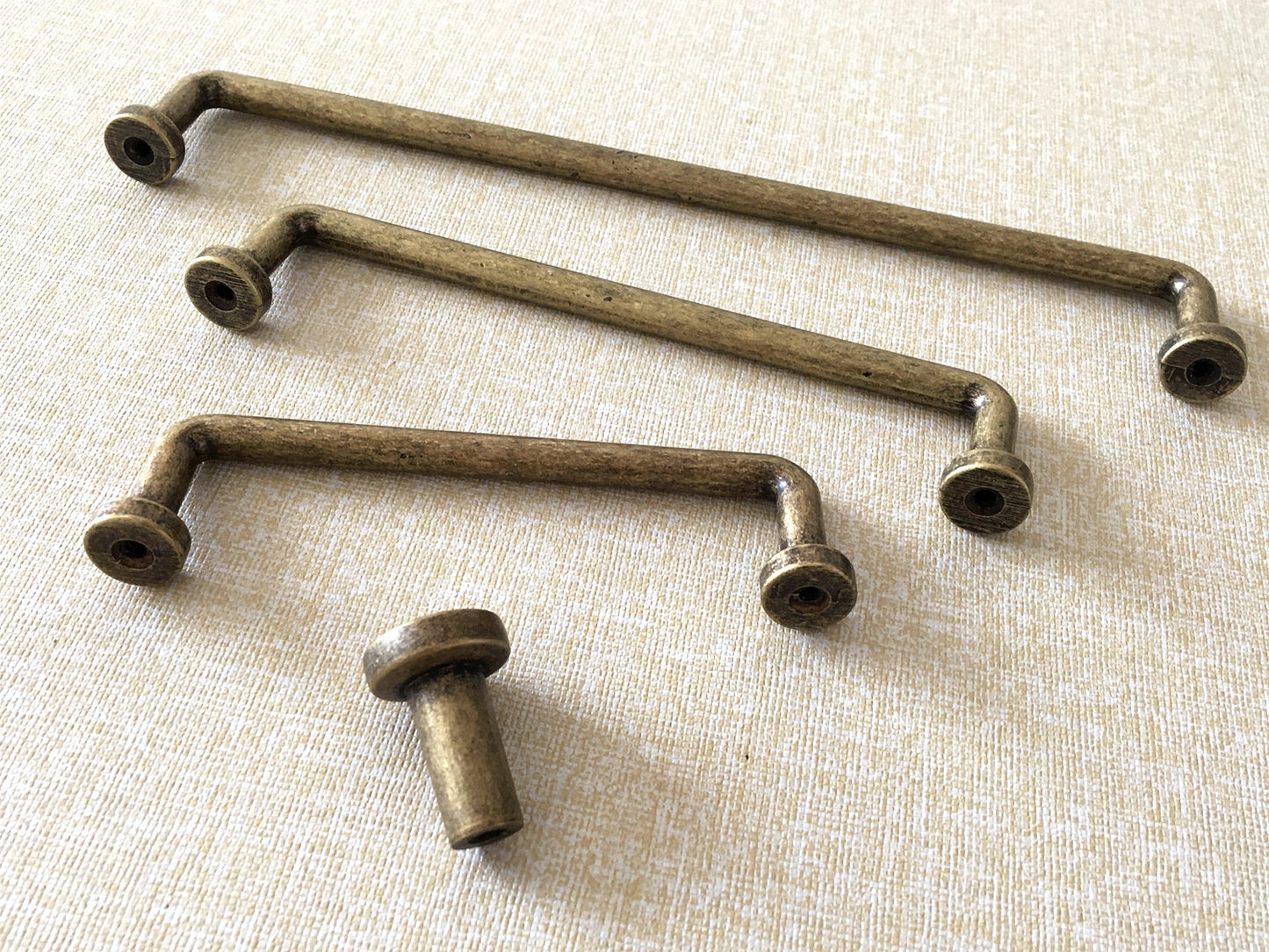 Antique Bronze Slim Cabinet D Handles, Industrial Kitchen Hardware, 3.75" 5" 7.5" Centers