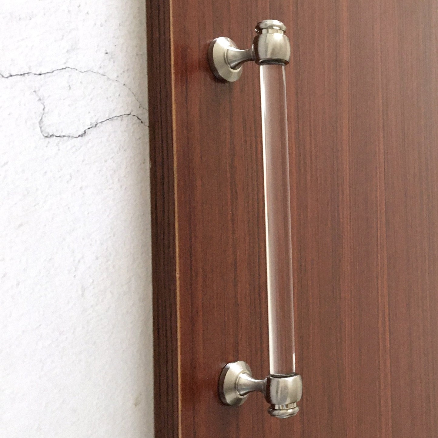 Acrylic Drawer Pulls, Lucite Cabinet Handles, Brushed Nickel Clear, Kitchen Hardware